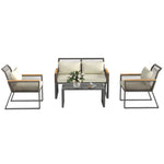 4 Seater Round Wicker Rope Garden Furniture Set W/ Cushions
