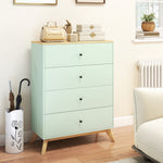 HOMCOM Chest Of Drawers, 4 Drawer Storage Cabinet, Light Green And Oak