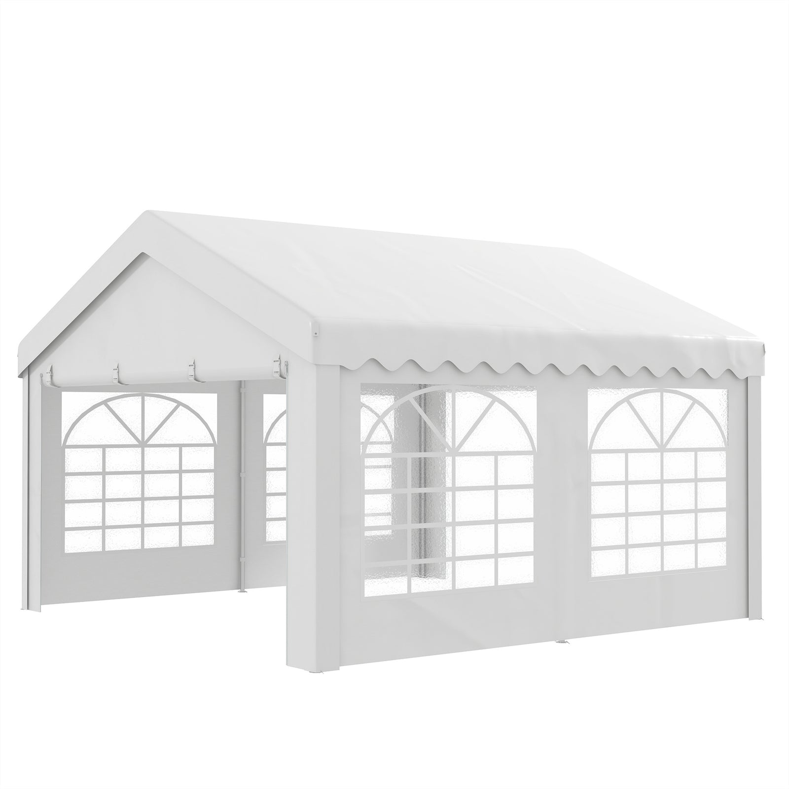 Garden Gazebo Portable Carport Shelter W/removable Sidewalls | Medium | White