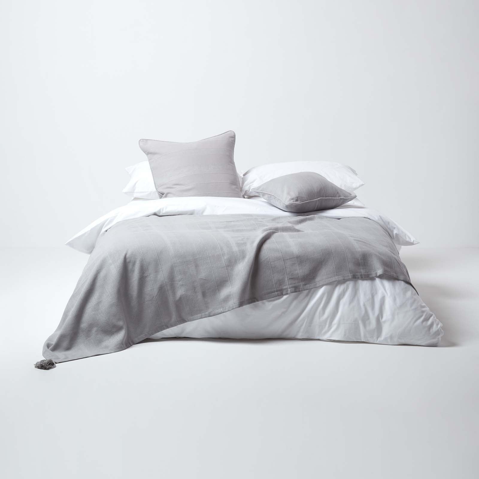 Cotton Rajput Ribbed Throw | 150cm x 200cm | Silver Grey