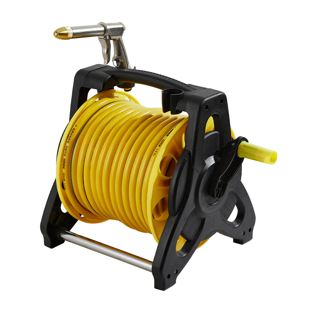 25/35m Portable Garden Watering Hose Reel Set | Large | Yellow