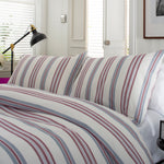 Magnate Stripe Printed Brushed 100% Cotton Bedlinen Duvet Set | Double | Red