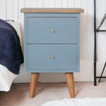 Solid Wood Blue Hand Painted Bedside