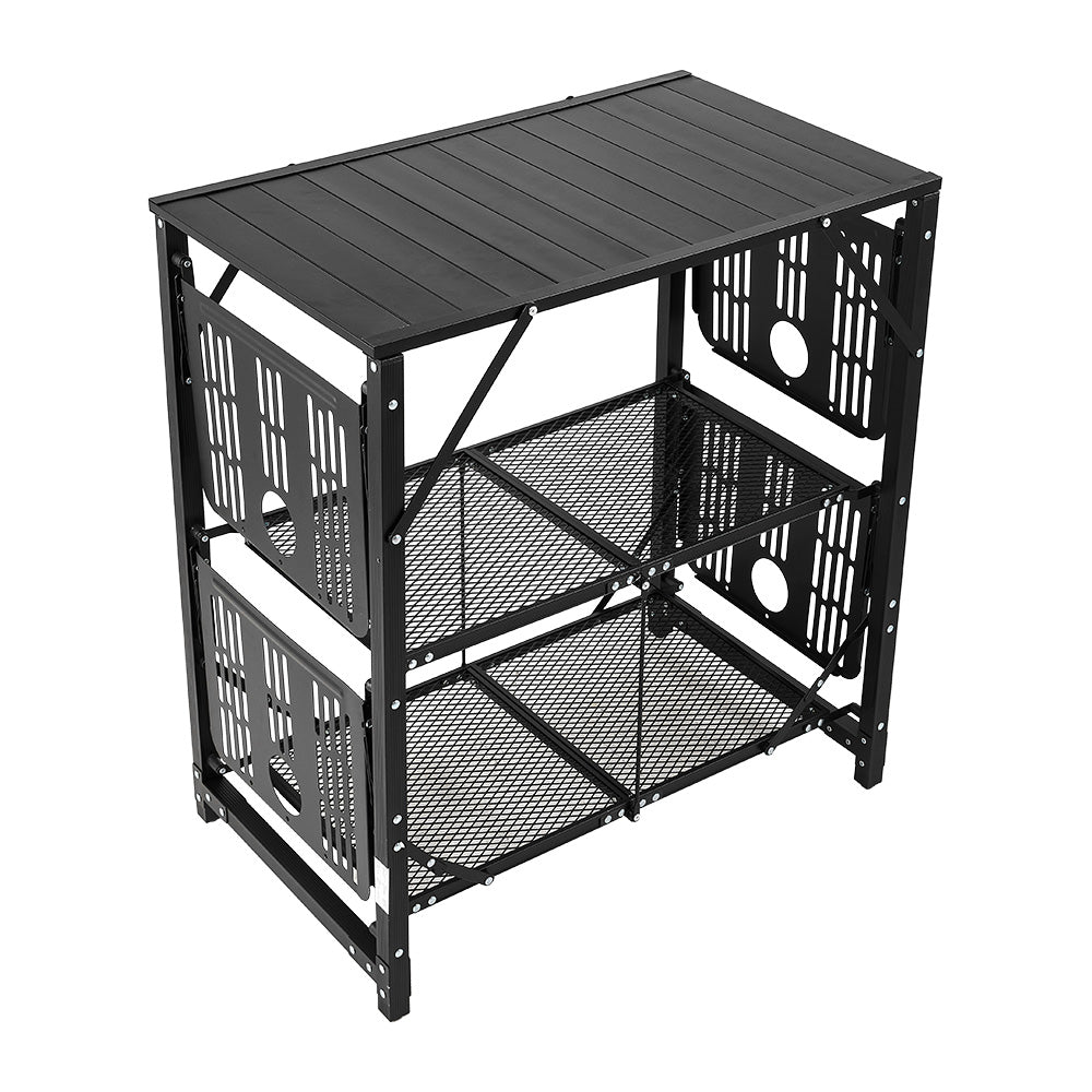 Portable Folding Camping Table With Shelves, Lightweight Aluminium Outdoor Table For Camping