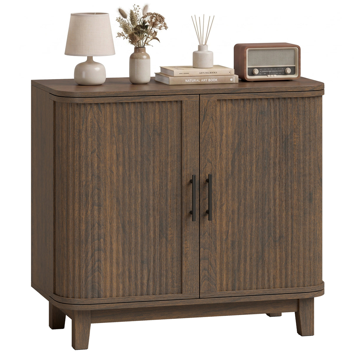 Sideboard With 2 Curved Doors And Adjustable Shelf | Brown