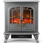 Free Standing Electric Fireplace Stove Led Fire Flame Effect | Grey