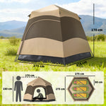 Double Layer Pop Up Tent With Rainfly, Portable Camping Shelter | Brown