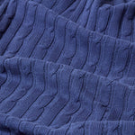 Combed Cotton Cable Knit Throw | 130cm x 170cm | Navy Blue