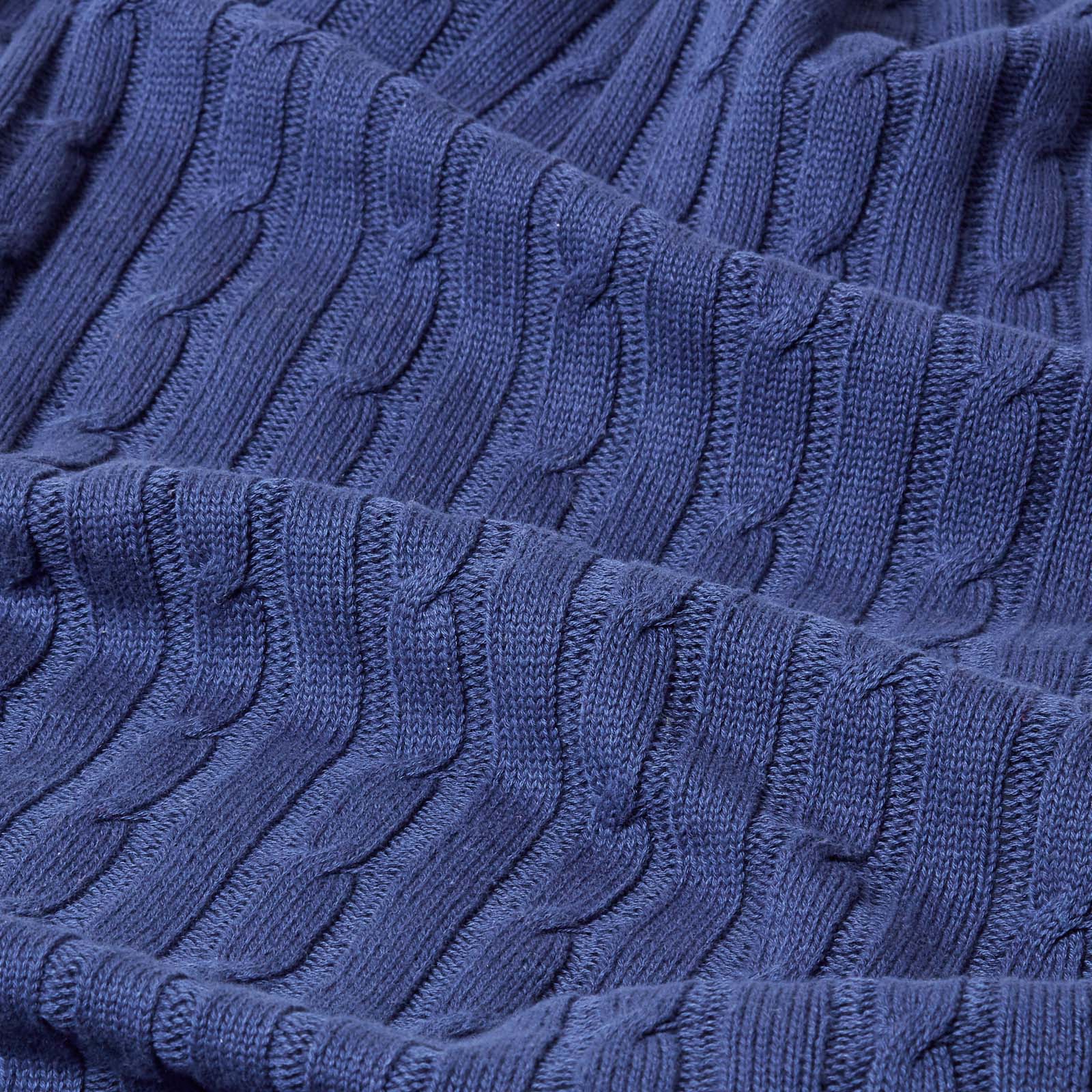 Combed Cotton Cable Knit Throw | 130cm x 170cm | Navy Blue