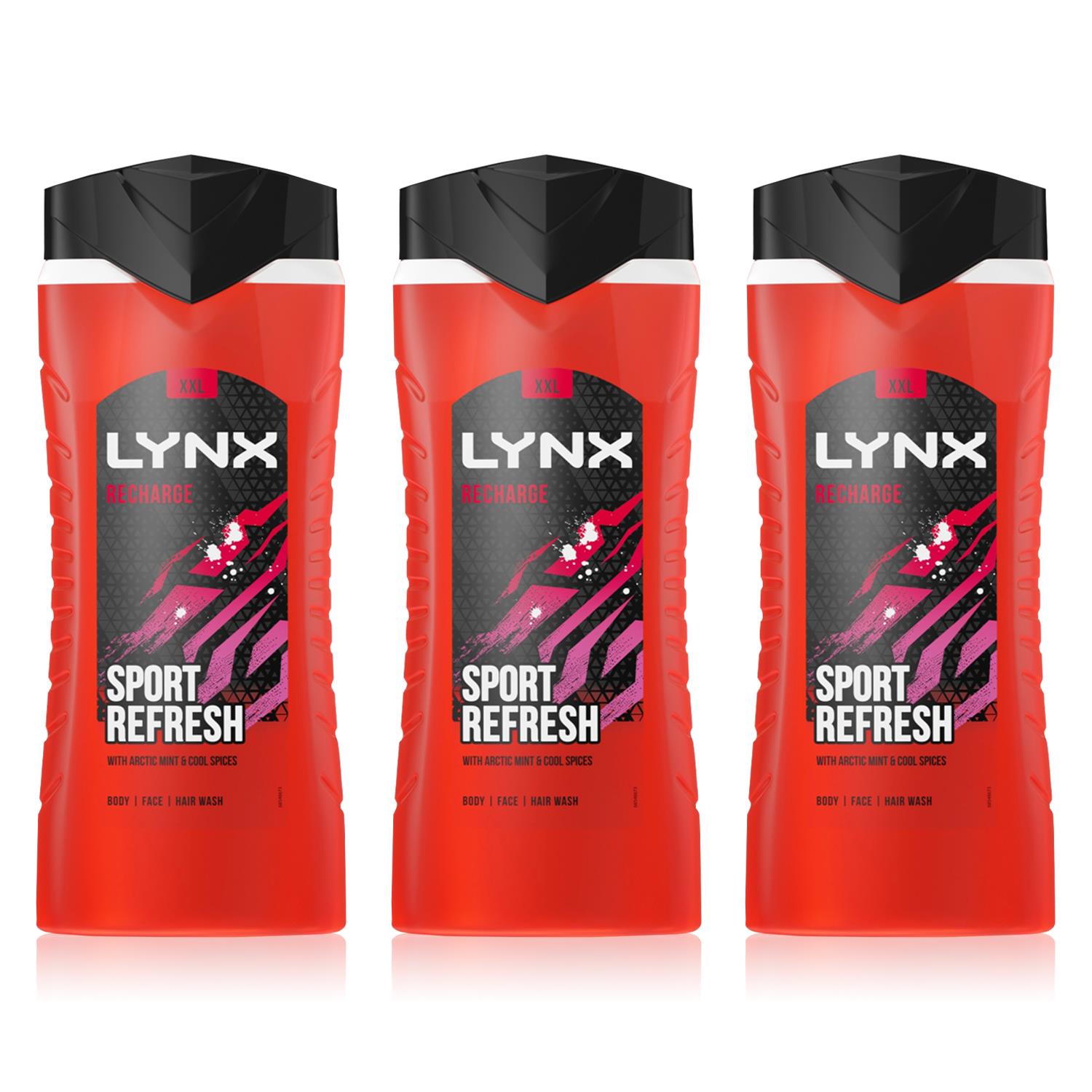 Recharge 12h Refreshing Fragrance Shower Gel Bodywash, 3x 500ml