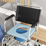 Shower Wheelchair, Commode Wheeled Chair With Padded Seat