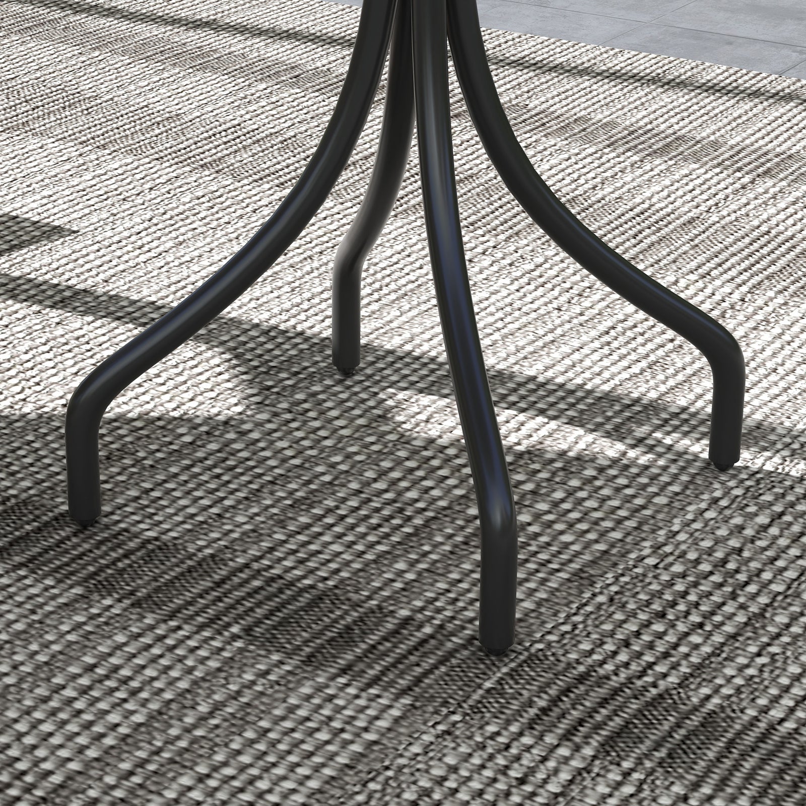 66cm Garden Table, Round Patio Table W/ Steel And Slat Top | Gray