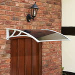 1.2m Grey Door Canopy Uv Stabilised Solid Polycarbonate Rain Shelter White Brackets