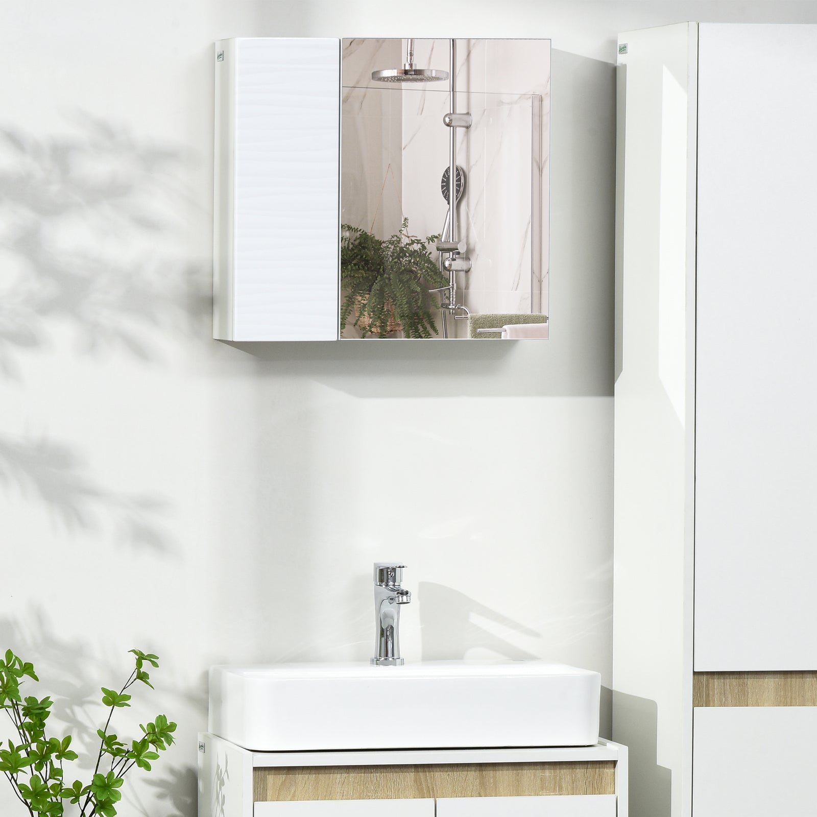 Bathroom Mirror Cabinet Wall Mounted Adjustable Shelf