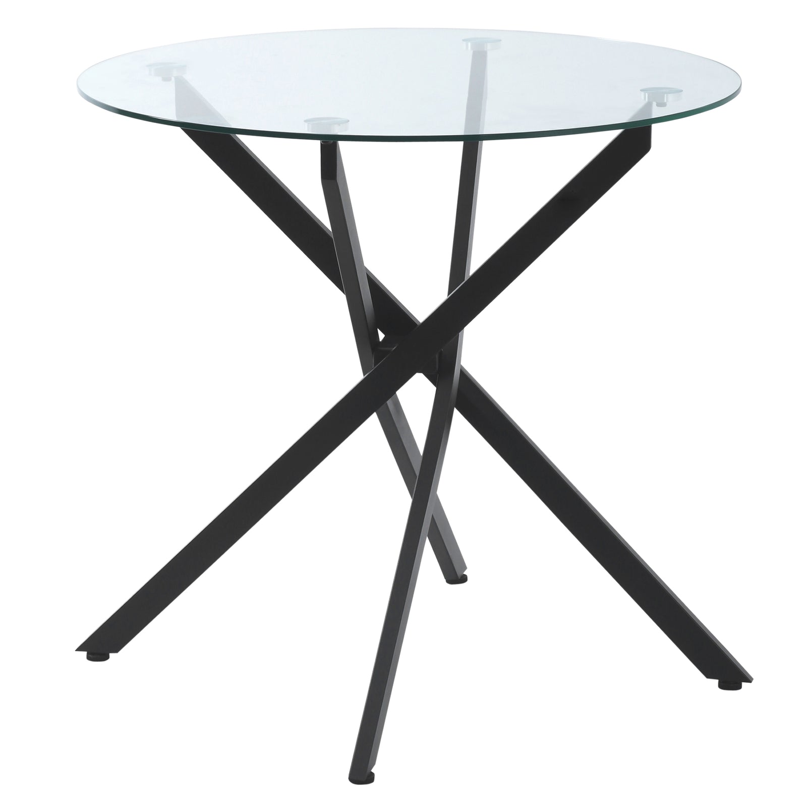 Round Side Table With Tempered Glass Top & Metal Legs
