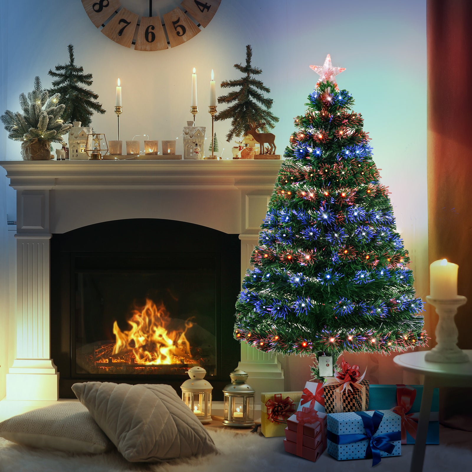 3/4/5ft Prelit Artificial Christmas Tree Fiber Optic | 4ft | Green