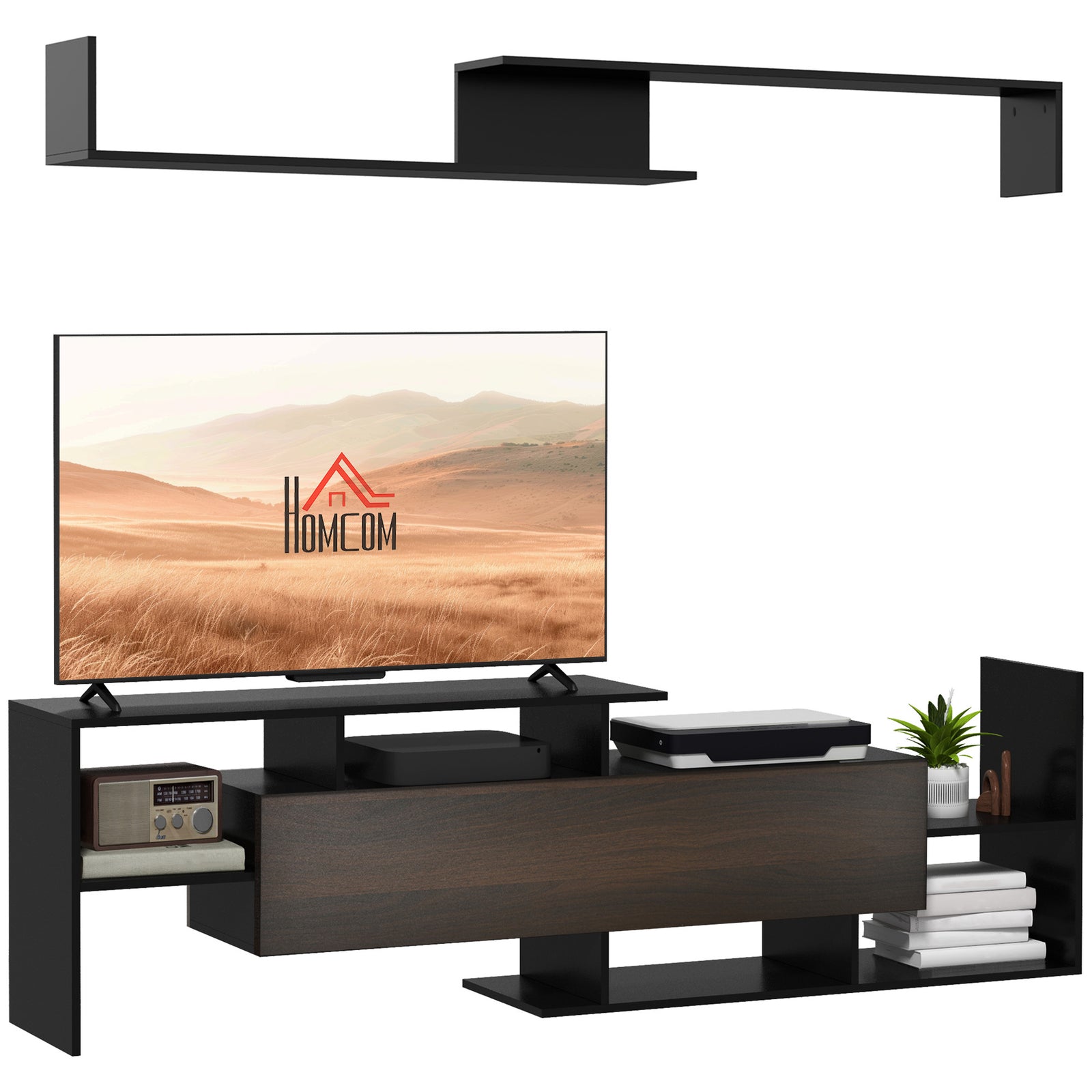 Tv Cabinet Wall-mounted Shelf Open | Black