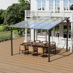 Outdoor Wall-mounted Gazebo Canopy With Polycarbonate Roof, Heavy Duty Patio Pergola Shelter, Uv Resistant Waterproof Sunshade | Medium | Grey