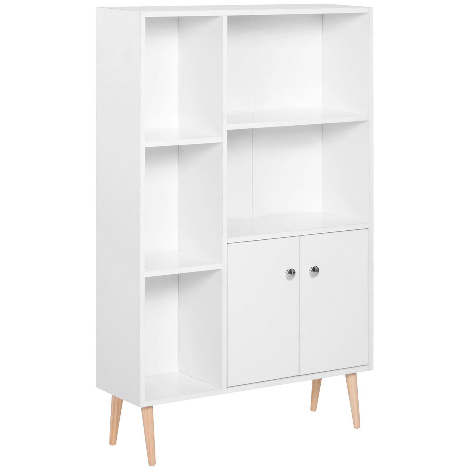 Cabinet Shelves Bookcase Storage Unit Free Standing White