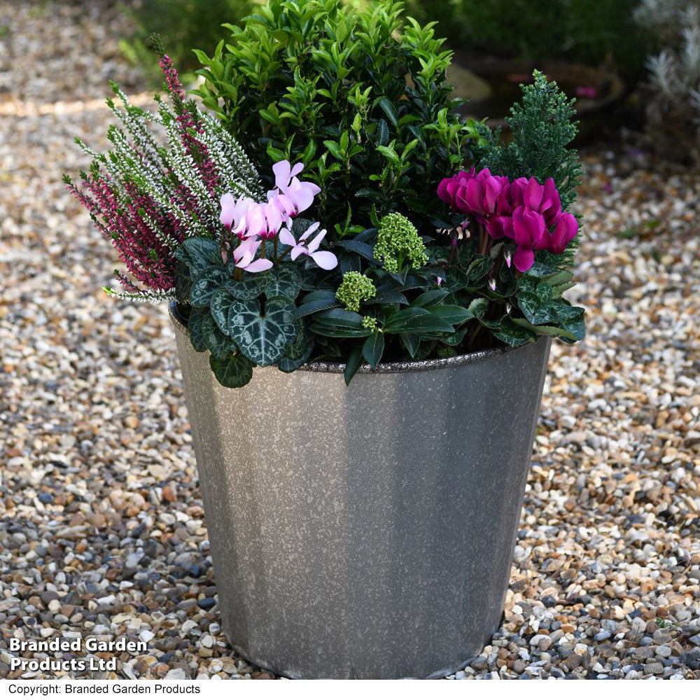 Planter Metal Effect Steel 32cm | Set of 2