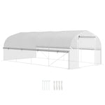 6x3x2m Polytunnel Greenhouse, Roll-up Sidewalls, White