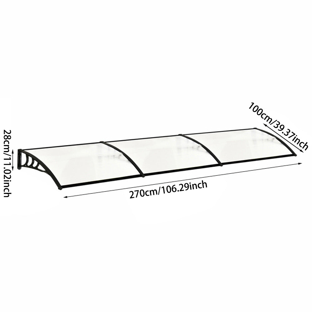 Window Door Awning Canopy With Brackets | Extra Large | Black