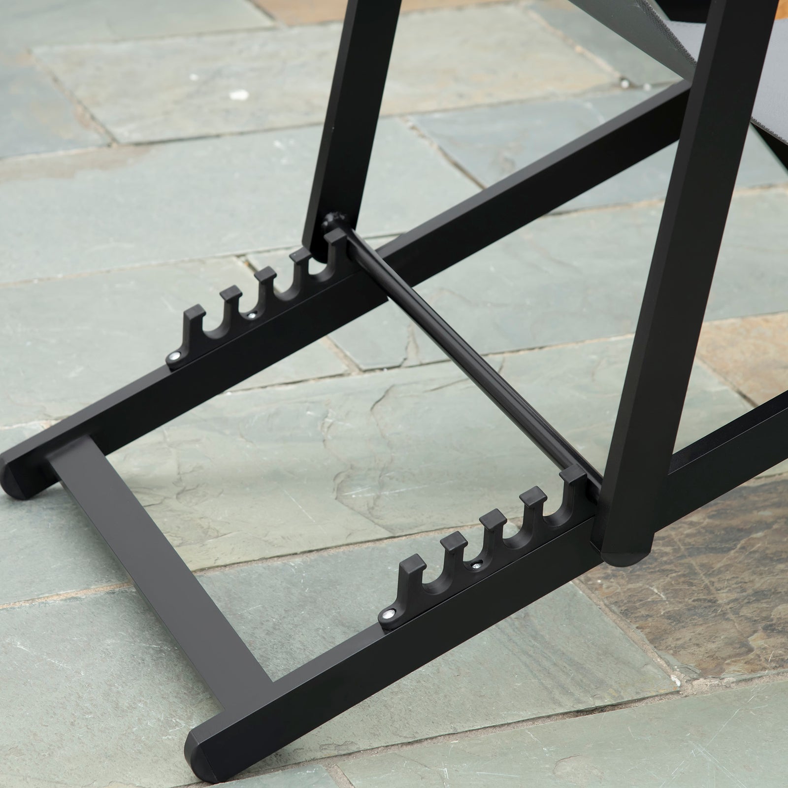 Set Of 2 Folding Garden Beach Aluminium Frame Deck Chairs | Dark Gray