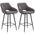 Velvet-touch Bar Stools Counter Set Of 2 | Dark Gray