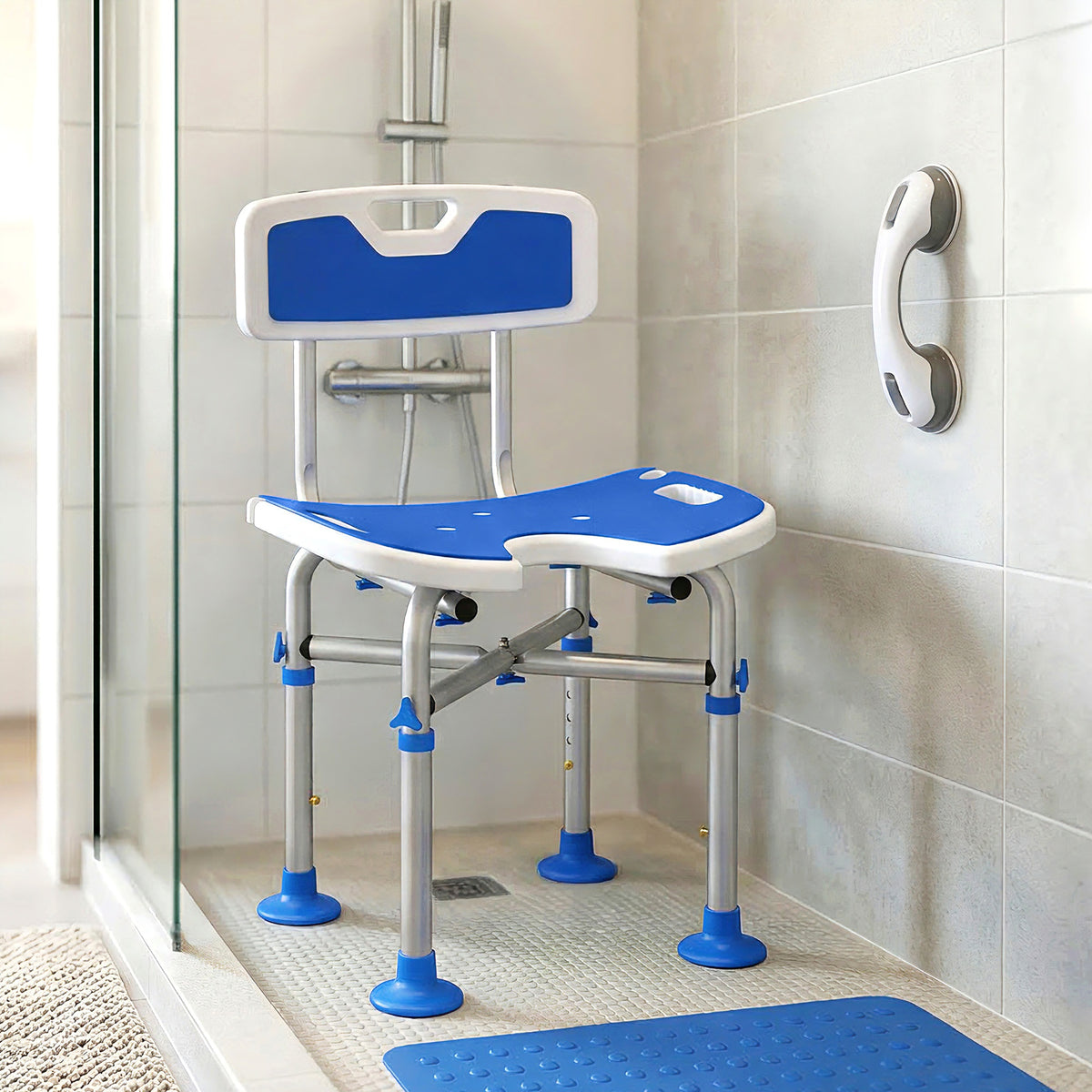 HOMCOM Shower Chair With U-shaped Cutout, Height Adjustable Shower Chair