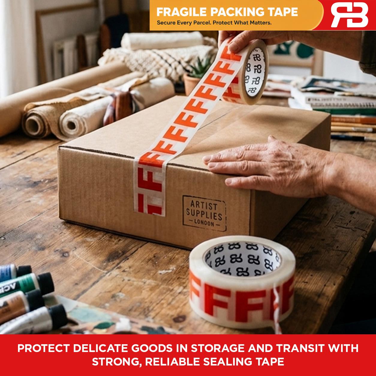 Fragile Tape 48mm X 66m Packing Tape For Parcels & Boxes | 48 Rolls