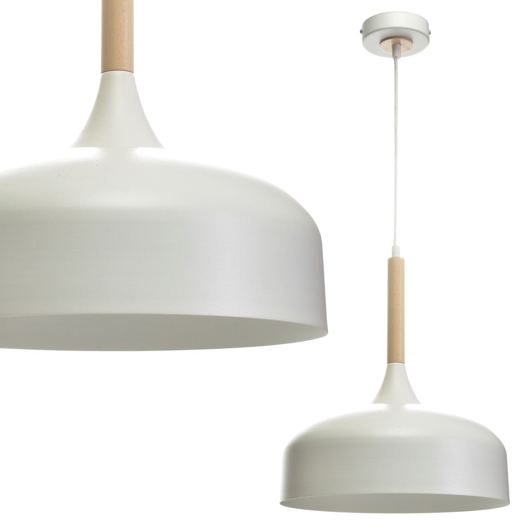 Taylor Hand Made Pendant Lamp With Natural Wood Detail Scandi Style | Black