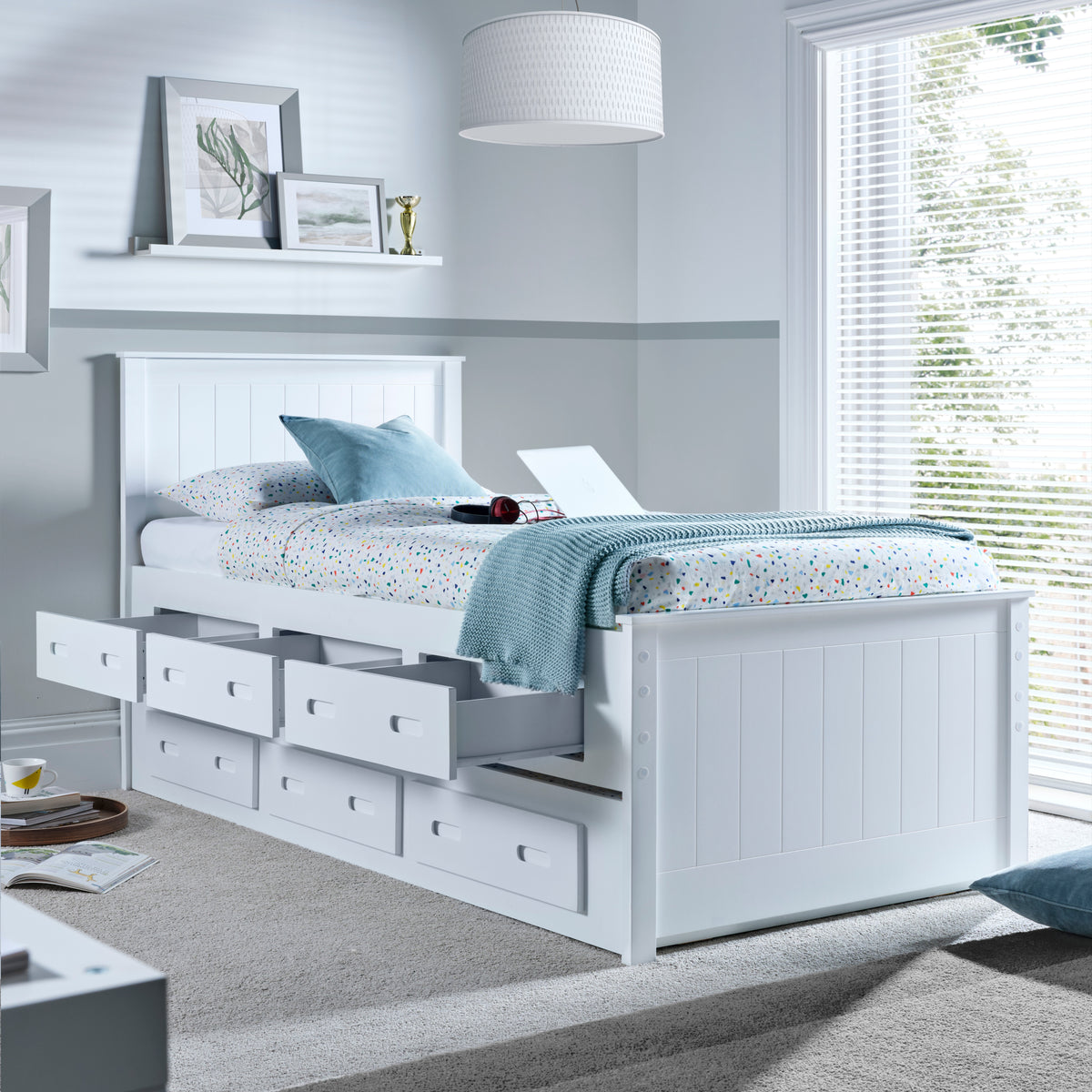 Zarra White 3 Drawer Storage Guest Bed With Orthopaedic Mattresses | Single | White