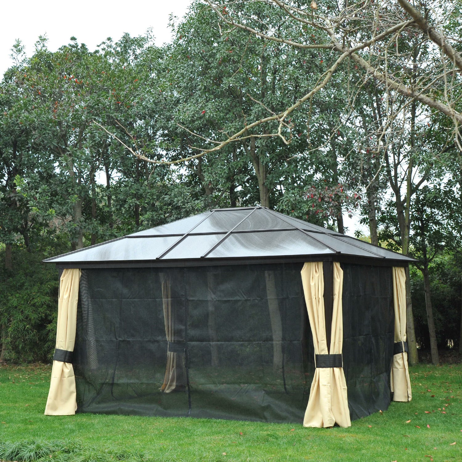4 X 3.6m Hardtop Gazebo Canopy With Roof And Aluminium Frame