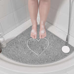 Spaghetti Anti Slip Quadrant Shower/bath Mat - Heart Embossed | 53cm x 53cm | Grey