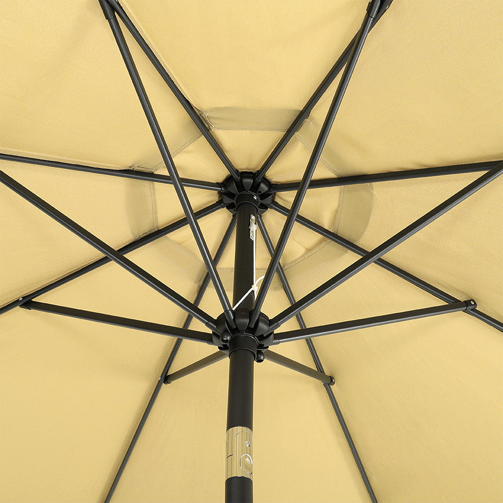 3m Garden Parasol Adjustable Tilting Parasol With Crank Handle With Cement Parasol Base | One Size | Khaki