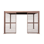 Wood Effect Aluminium Pergola With 2 Louvre Panels | 4m x 3m | Brown