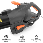 3000w Corded Leaf Blower & Vacuum, 3-in-1 Mulcher, Garden Vac & Hoover With 35l Bag, 10m Cable