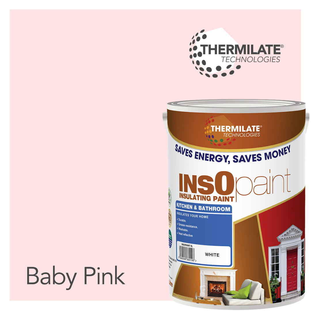 Insopaint Kitchen & Bathroom Paint - Best Anti-mould Protection, Insulating Walls & Ceilings | 5l | Baby Pink