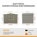 Breeins 8x6 FT Large Metal Garden Tool Storage Shed