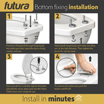 Toilet Seat Soft Close Oval Shape, Premium Thermoplastic, Quick Release, Top & Bottom Fixings | White