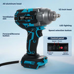 21v Brushless Impact Wrench 1/2" Rattle Gun 2×4.0ah 1200nm Kit Set | Blue
