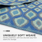 Luxury Outdoor Rug Waterproof Reversible For Garden Patio 100% Recycled, Blue Amber Ikat | 180cm x 270cm | Blue