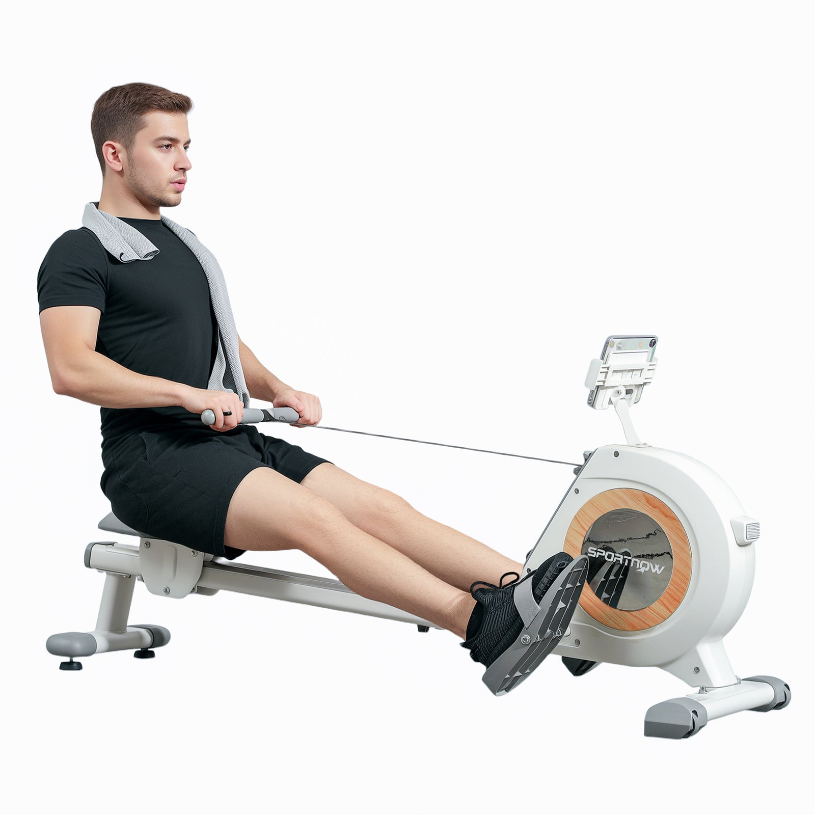 16-level Magnetic Rowing Machine W/ Lcd Monitor | White