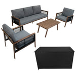 Aluminium 4 Piece Sofa Set With Rattan Storage Box | Brown