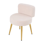 Teddy Fleece Upholstered Dressing Table Stool With Adjustable Feet | Beige
