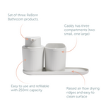 Recycled Bathroom Set - Set of three ReBorn Bathroom products - Made in the UK | Stone