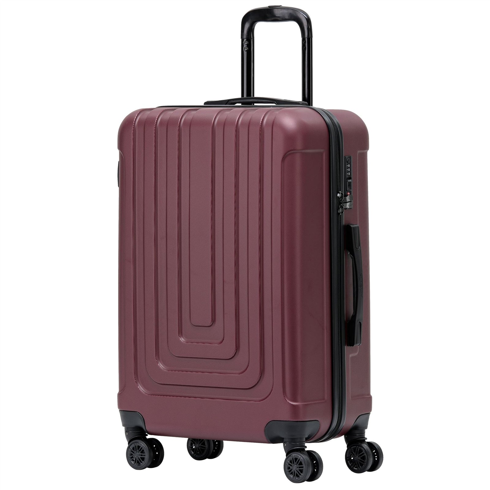 Medium 26" Hard Shell Check In Suitcase 8 Spinner Wheels Hold Luggage | Medium | Burgundy