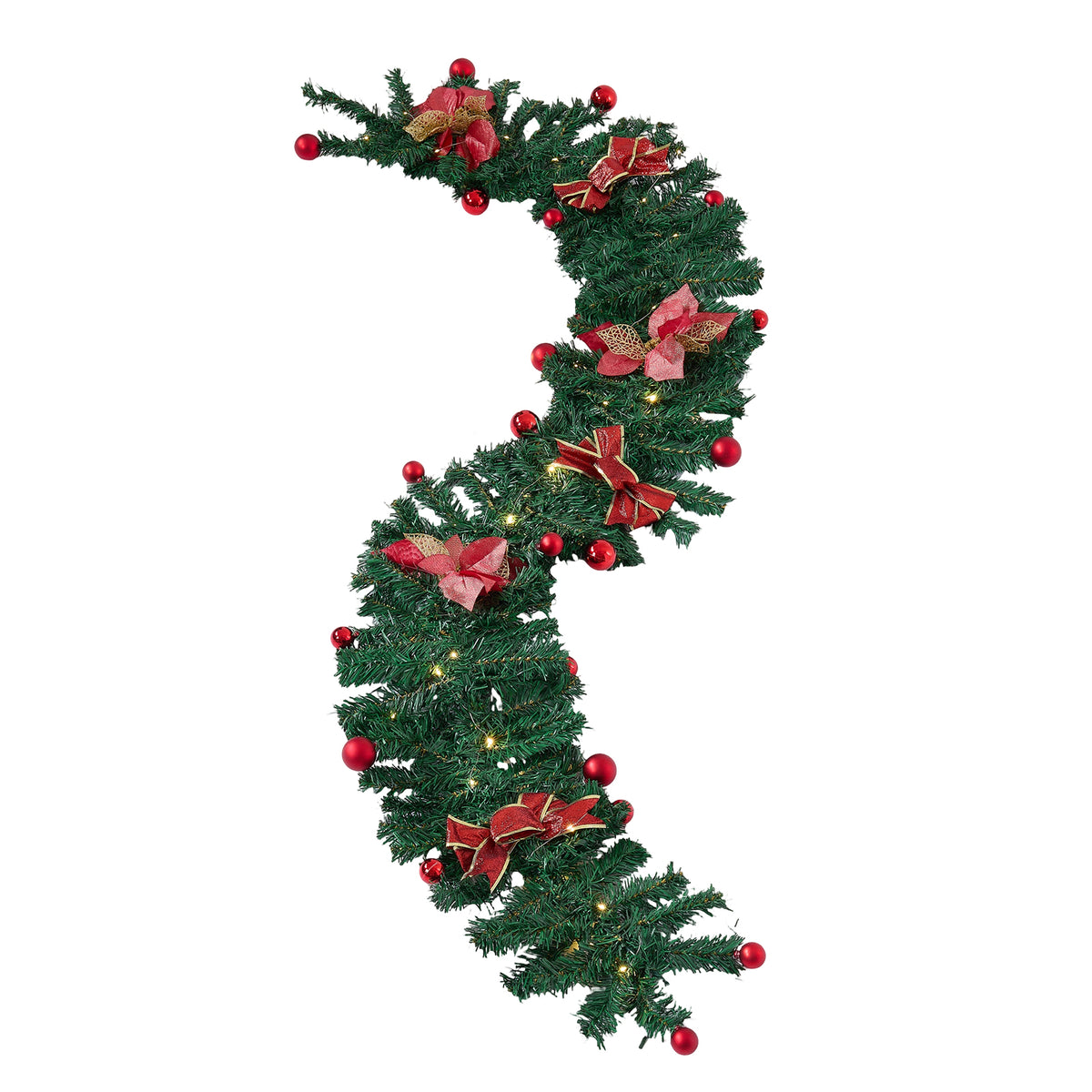 Pre-lit Artificial Christmas Garland | Red