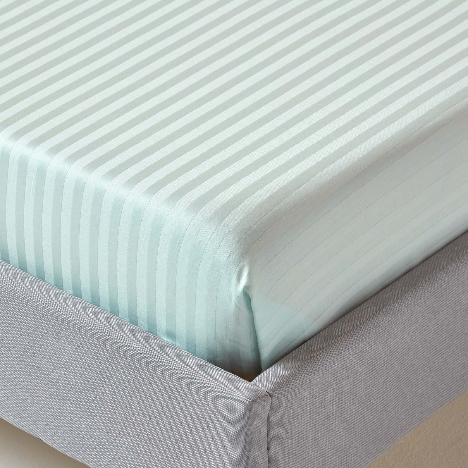 Egyptian Cotton Satin Stripe Flat Sheet 330 Tc | King | Blue
