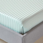 Egyptian Cotton Satin Stripe Flat Sheet 330 Tc | Single | Blue